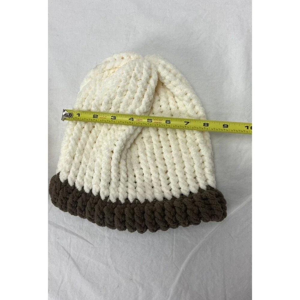Handmade Knitted Hats Blue And Gold Cream And Brown Stretch Michigan Colors